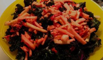 celeriac, kale and sour cherry salad