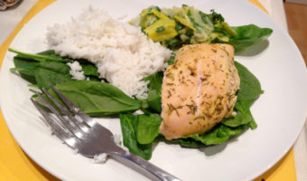 baked-chicken-dijon-with-rice-spinach-leeks-vinaigrette