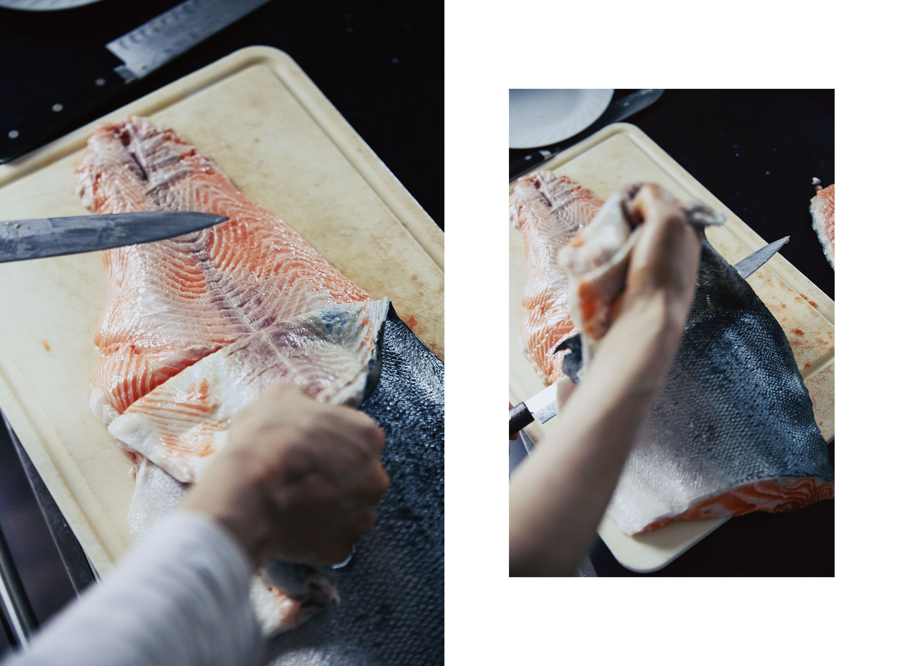 SALMON how to skin a fish fillet