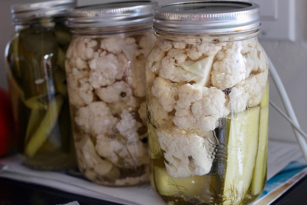 pickled cauliflower and cucumber