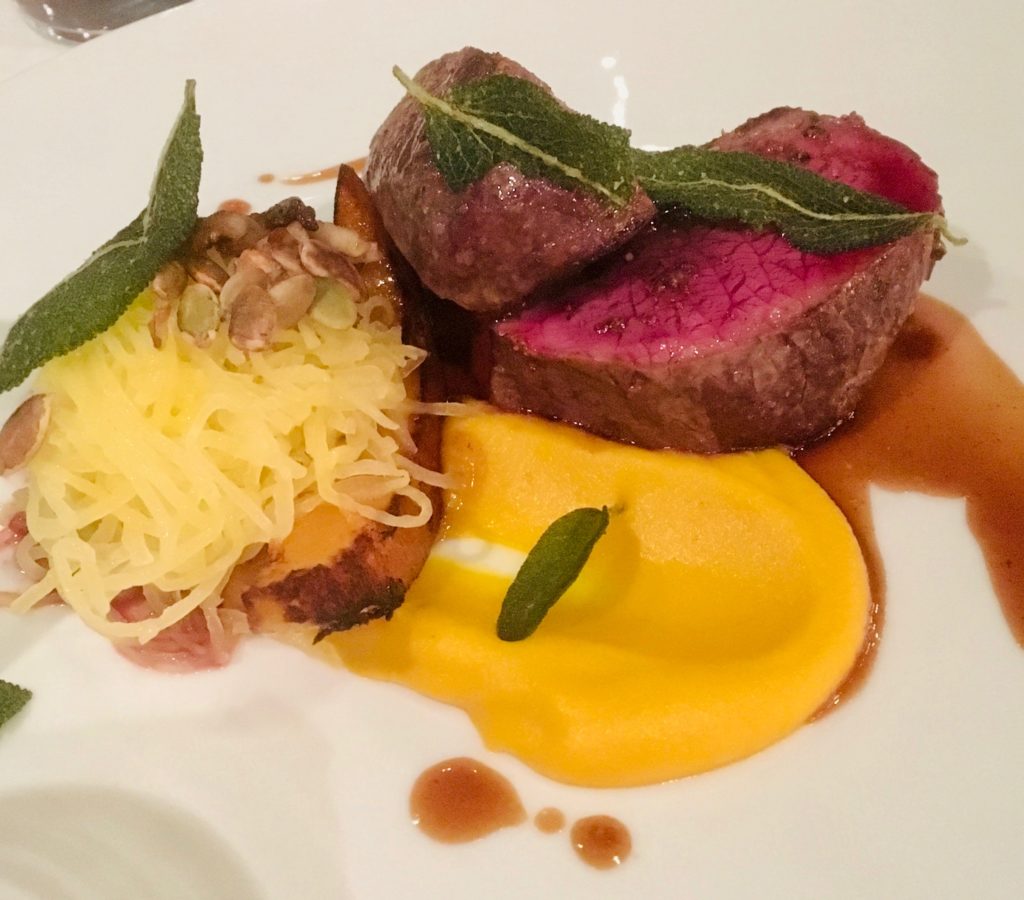 Deer at Monarque with squash and maitake mushrooms