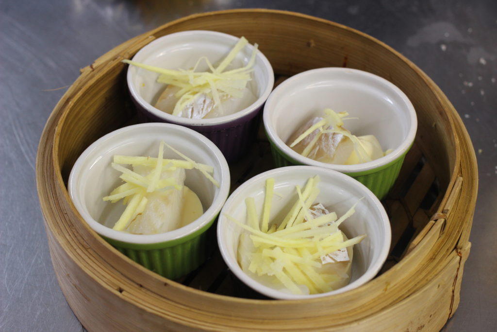 steamed cod and tofu with ginger