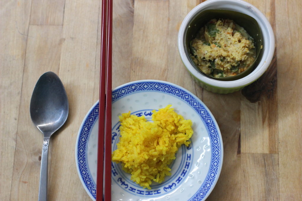 otak-otak with turmeric rice