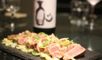 Seared ponzu-marinated tuna and Toji No Banshaku brewmaster's choice sake