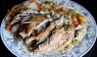 brined-turkey-leg-with-tarragon-seasoned-rice