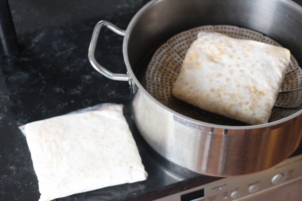 steaming-homemade-tempeh