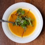 roasted-squash-and-carrot-soup-with-red-veined-sorrel